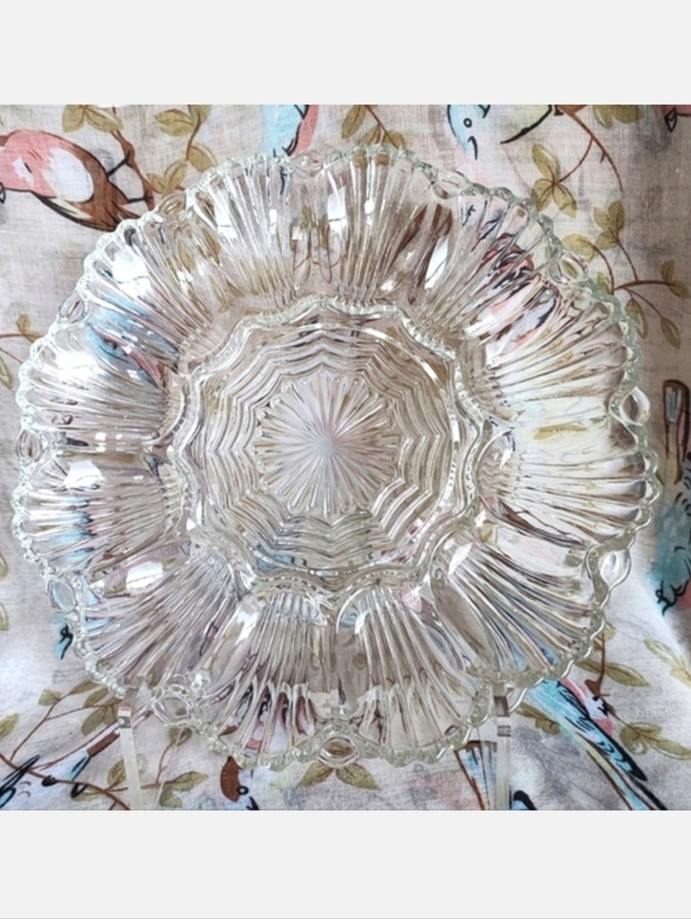 Anchor Hocking MCM Vintage Scalloped Ribbed Deviled 12 Egg Oyster Serving Dish